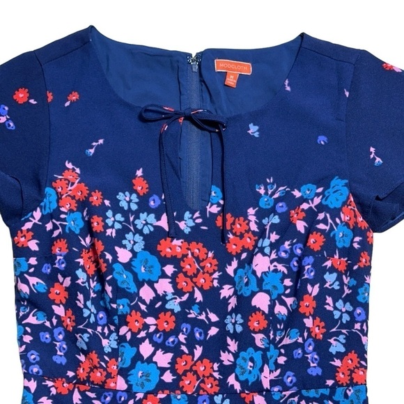 Modcloth Personality First Navy Blue Floral Print A-Line Dress US M - Picture 2 of 8